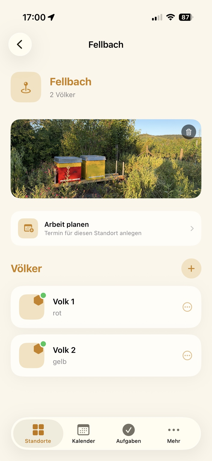 Bienenstand mit Foto und Bienenvölkern